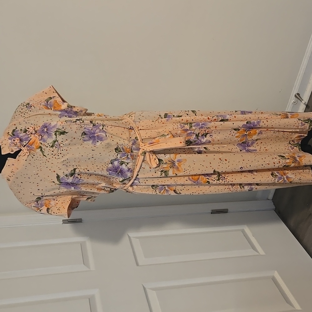 Vintage Pink floral dress with matching belt